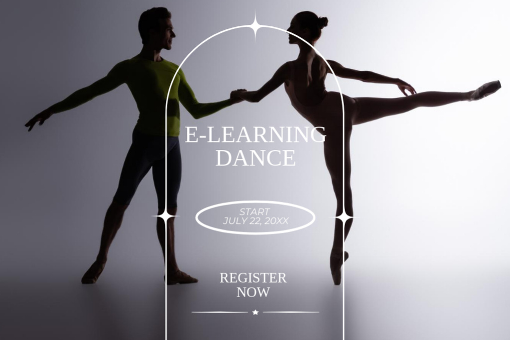 Interactive Online Dance Course With Registration Flyer 4x6in Horizontalデザインテンプレート