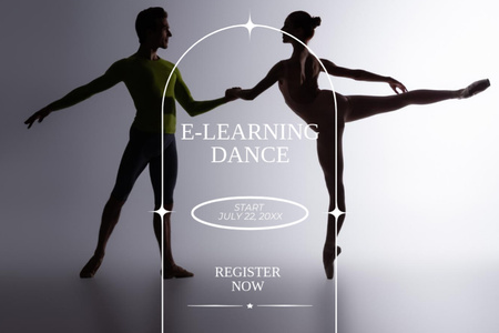 Interactive Online Dance Course With Registration Flyer 4x6in Horizontal Design Template