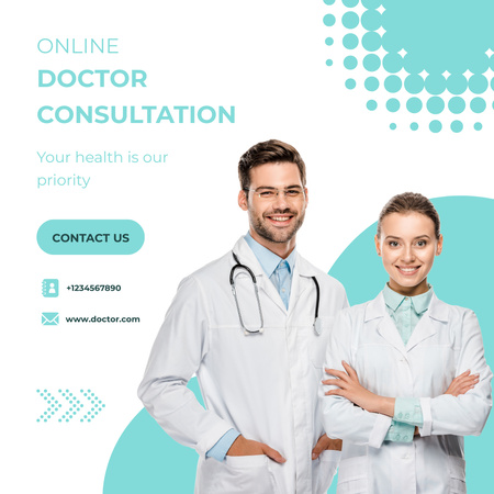 Professional Online Doctors Consultation Offer Instagram Design Template