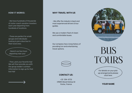 Plantilla de diseño de Bus Travel Tours Offer Brochure 