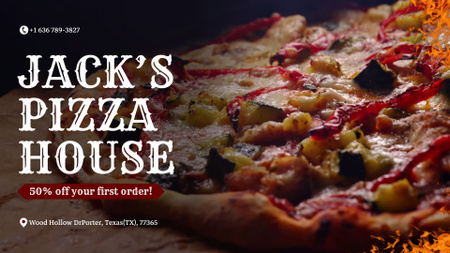 Ontwerpsjabloon van Full HD video van Hete Pizza Met Olijven En Korting In Pizzeria