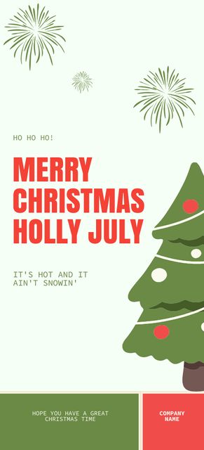 Christmas Party in July with Bright Christmas Tree Flyer 3.75x8.25in Design Template