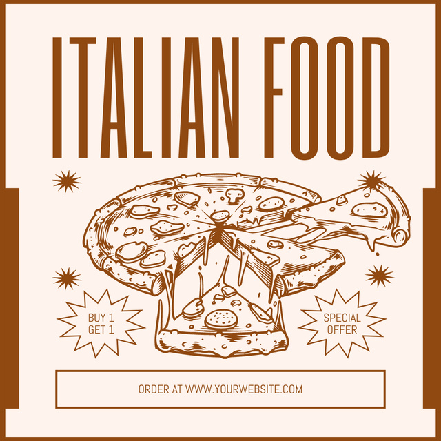 Italian Food Special with Pizza Sketch Instagramデザインテンプレート