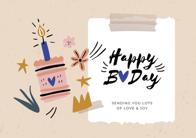 Birthday greeting with Cake Card Design Template