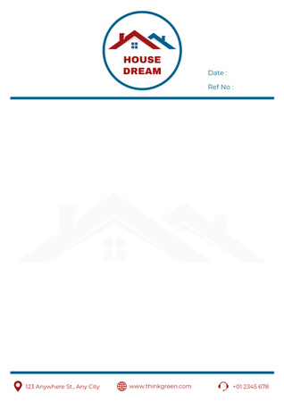 Empty Blank with Illustration of Houses Letterhead Design Template