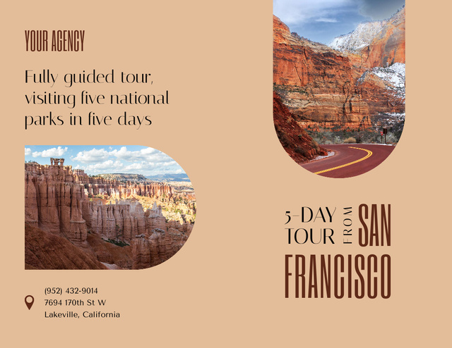 Travel Tour Offer to San Francisco Brochure 8.5x11in Bi-fold Design Template