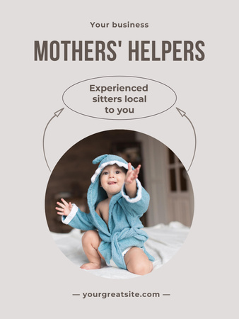 Babysitting Services Ad with Cute Baby Poster US Design Template