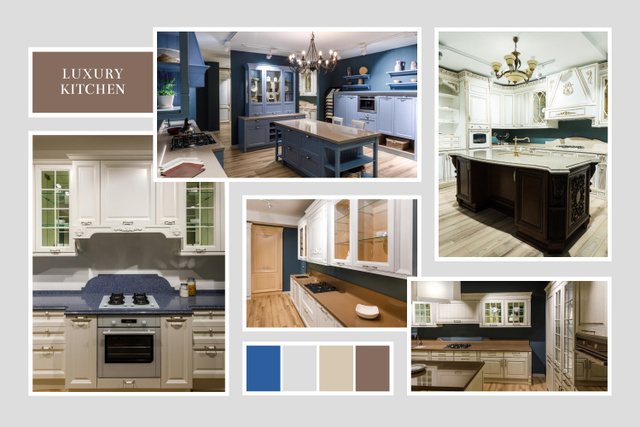 Luxury Kitchen Designs Collage Mood Boardデザインテンプレート