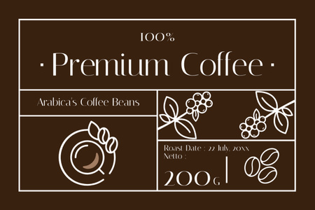 Modèle de visuel Grains de café arabica de première qualité - Label