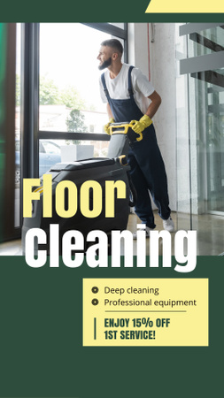 Floor Cleaning With Discount With Professional Machine Instagram Video Story Design Template