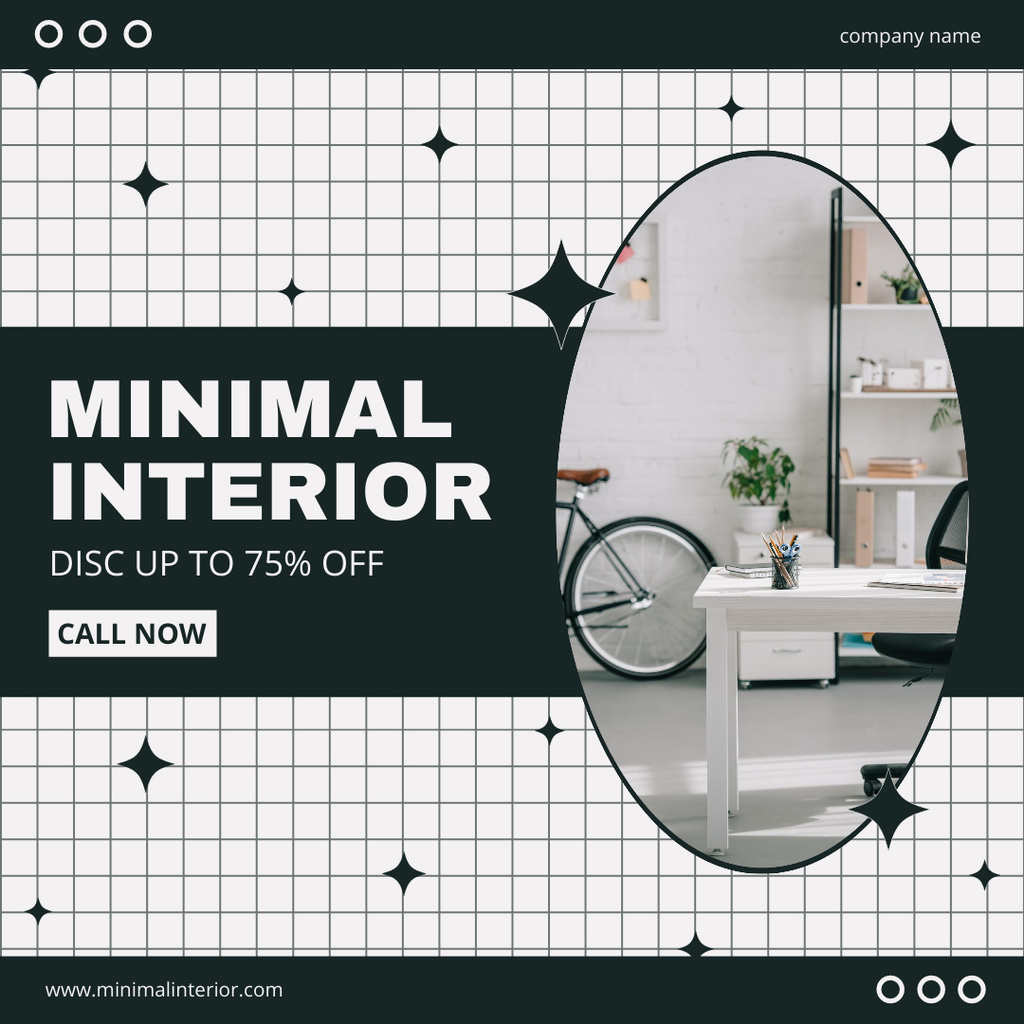 Minimal Interior Project Discount Instagram AD tervezősablon