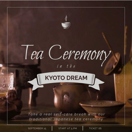 Modèle de visuel Cérémonie du thé japonaise avec pot et céramique - Animated Post