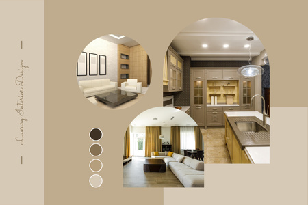 Luxury Beige Interior Design Mood Board Design Template