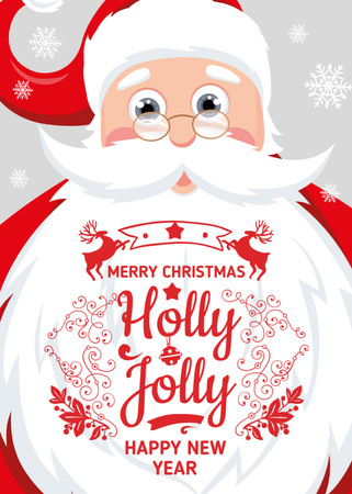 Plantilla de diseño de Holly Jolly Greeting with Santa Claus Flayer 