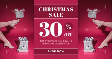 Platilla de diseño Christmas Fashion Shoes Sale Magenta Facebook AD