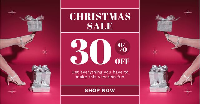 Christmas Fashion Shoes Sale Magenta Facebook AD Design Template