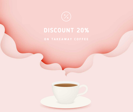Ontwerpsjabloon van Facebook van Coffee sale with cup in pink
