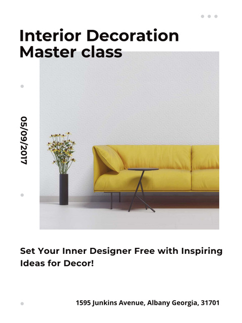 Platilla de diseño Interior decoration masterclass with Sofa in yellow Poster US