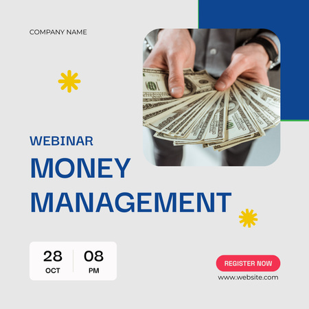 Ontwerpsjabloon van Instagram van Aankondiging webinar over geldbeheer