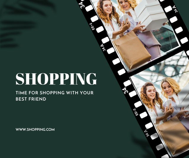 Smiling Women with Shopping Bags Facebook Design Template
