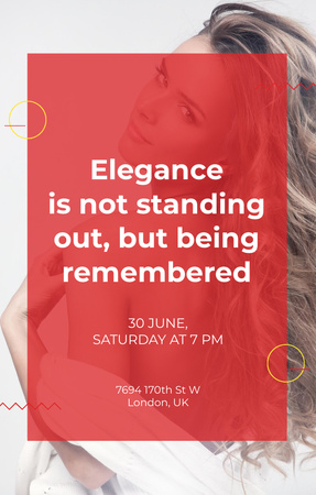 Elegance quote with Young attractive Woman Invitation 4.6x7.2in tervezősablon