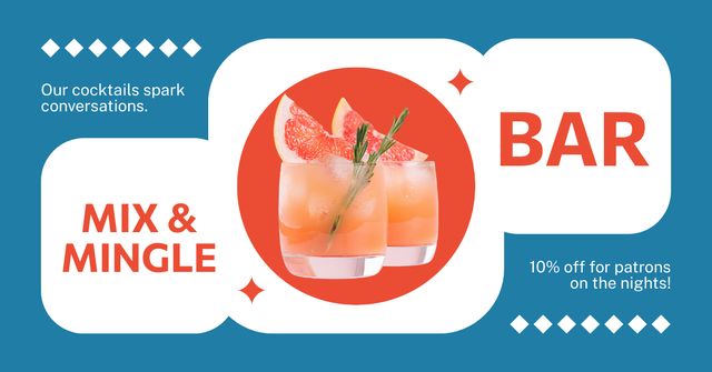 Discount on Night Cocktails at Bar Facebook AD – шаблон для дизайну