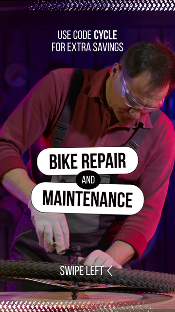 Bicycles Repair And Maintenance Service With Promo Code TikTok Video Tasarım Şablonu