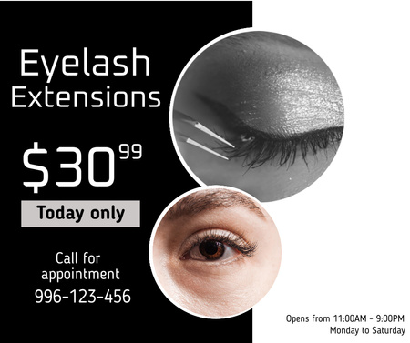 Eyelashes Extensions Discount Offer Facebook Design Template