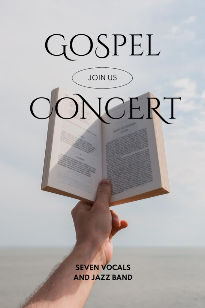 Ontwerpsjabloon van Flyer 4x6in van Gospel Concert Announcement with Book in Hand