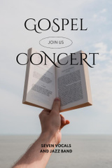 Gospel Concert Announcement with Book in Hand