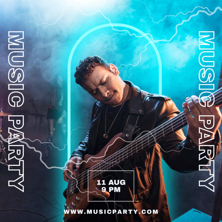 Music Party Ad with Guitarist Instagram Design Template
