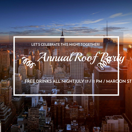 Roof party invitation on city view Instagram AD Modelo de Design