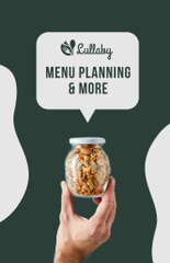 Healthy Menu Planning Offer with Jar of Granola on Green