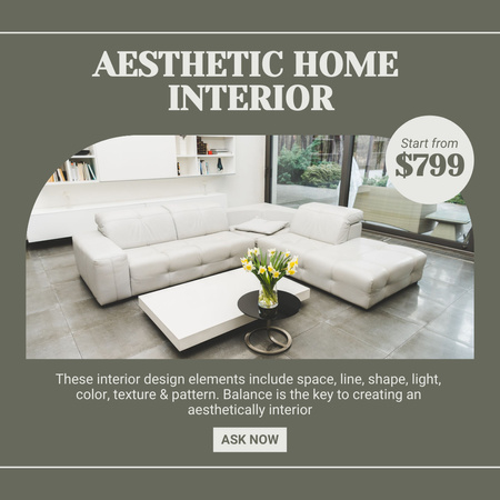 Ontwerpsjabloon van Instagram van Home Interior Design Services