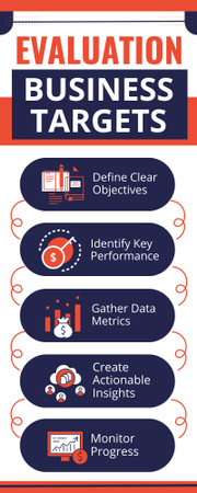 Business Targets Evaluation with Icons Infographic Πρότυπο σχεδίασης