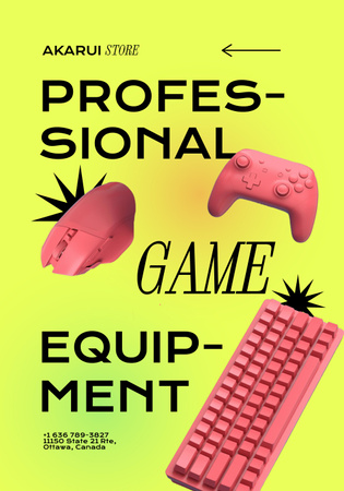 Exciting Equipment for Gaming Offer In Pink Poster 28x40in Design Template