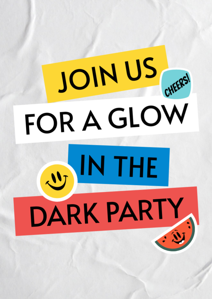 Party Event Announcement with Cute Stickers Flyer A4 Tasarım Şablonu