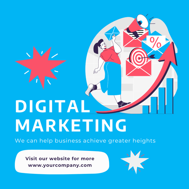 Digital Marketing Agency for Business Heights Achieving LinkedIn post Πρότυπο σχεδίασης