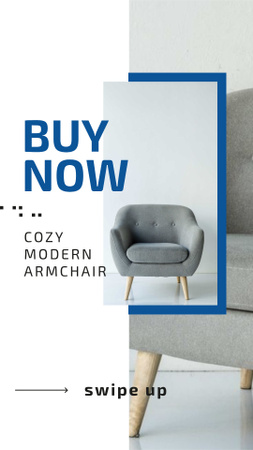 Furniture Store Ad with Grey Armchair Instagram Story Tasarım Şablonu