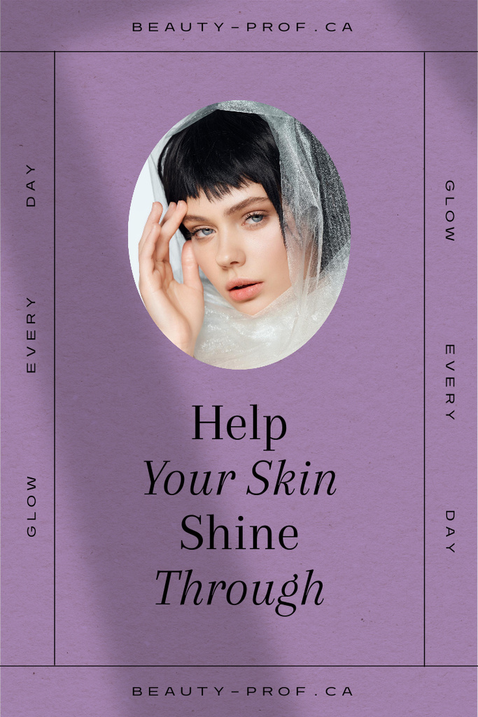 Skincare Ad with Beautiful Woman Pinterest Tasarım Şablonu