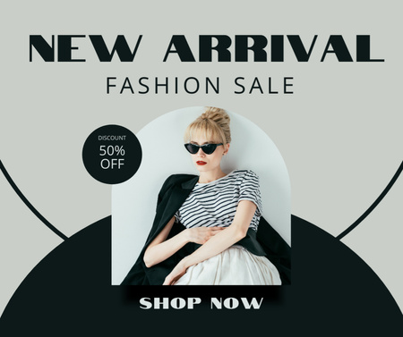 Discount Offer with Stylish Blonde in Sunglasses Facebook Design Template