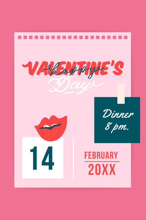 Ontwerpsjabloon van Pinterest van Valentijnsdag galadiner uitnodiging