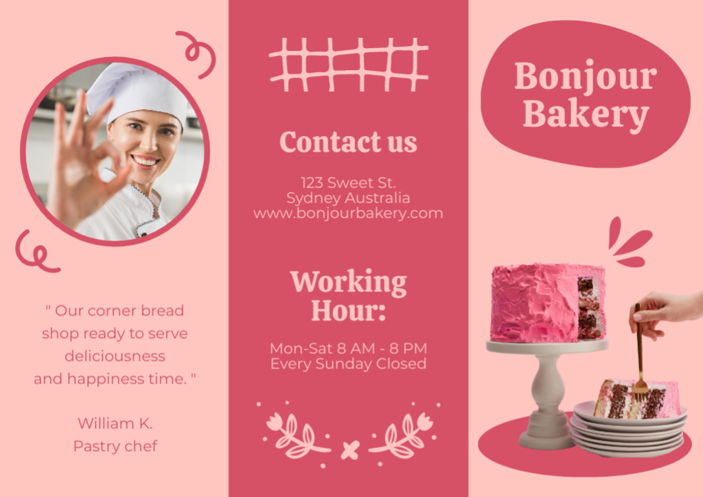 Bakery and Cafe Informational Ad Brochure Tasarım Şablonu