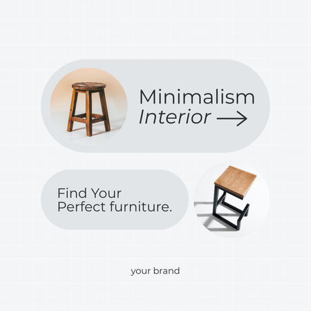 Minimalism in Interior Furniture Instagram AD – шаблон для дизайну