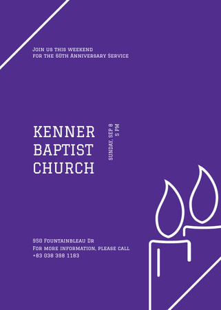 Baptist Church Service With Candles In Frame Postcard 5x7in Vertical Design Template