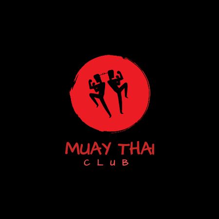 Muay thai Club Invitation with Two Fighters in Circle Logo Design Template