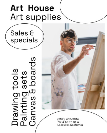 High-quality Art Supplies And Tools Sale Offer Poster 16x20in Design Template