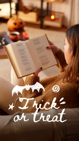 Halloween Inspiration with Girl reading Book Instagram Video Story Design Template