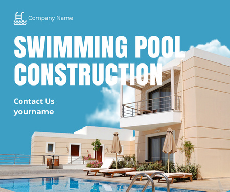 Luxury Real Estate with Swimming Pool Large Rectangle Design Template