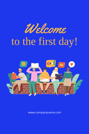 Welcome Back to School Congrats In Blue Postcard 4x6in Vertical Design Template